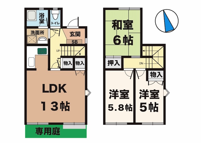 神戸市西区北別府(神戸市営地下鉄線伊川谷駅)のタウンハウス賃貸物件 間取画像