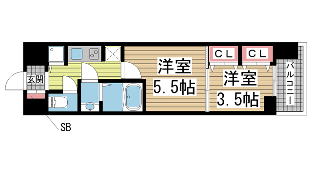 神戸市中央区浜辺通(JR東海道本線(近畿)三ノ宮駅)のマンション賃貸物件 間取画像