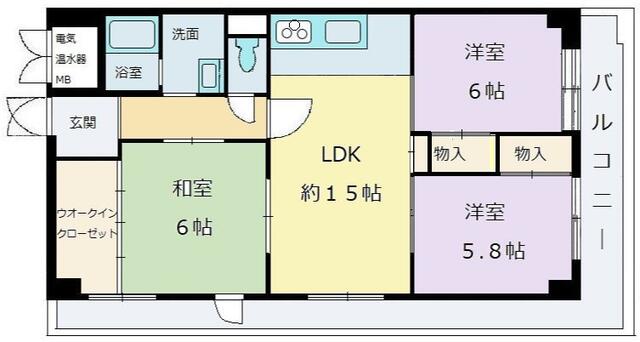 神戸市中央区御幸通(JR東海道本線(近畿)三ノ宮駅)のマンション賃貸物件 間取画像