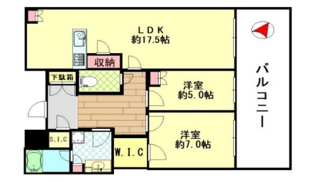 神戸市東灘区御影中町(阪神本線御影駅)のマンション賃貸物件 間取画像