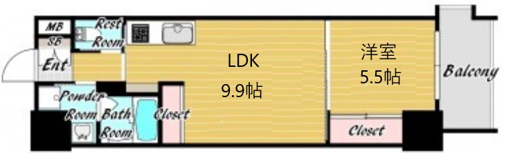 神戸市中央区磯上通(JR東海道本線(近畿)三ノ宮駅)のマンション賃貸物件 間取画像