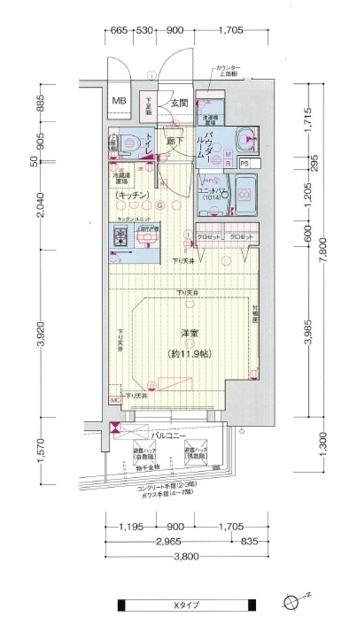 神戸市兵庫区西出町(神戸市営地下鉄海岸線ハーバーランド駅)のマンション賃貸物件 間取画像