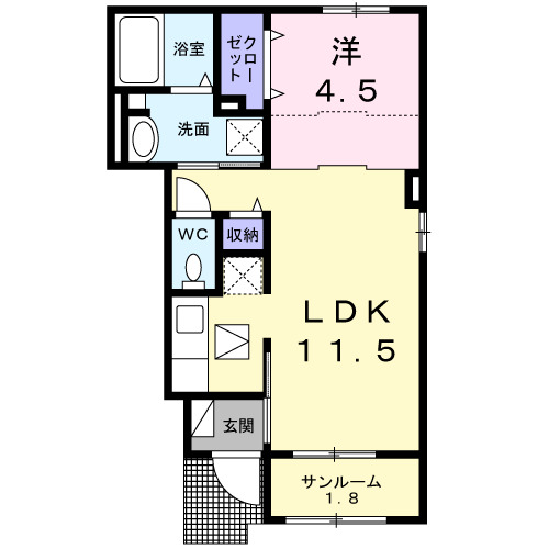 神戸市須磨区南落合(神戸市営地下鉄線妙法寺駅)のアパート賃貸物件 間取画像