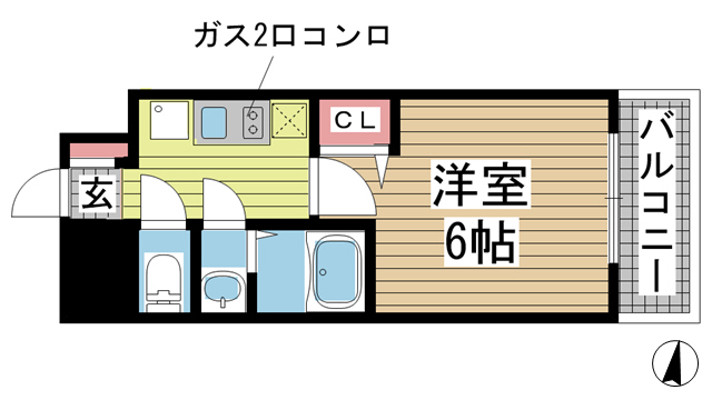 神戸市中央区琴ノ緒町(JR東海道本線(近畿)三ノ宮駅)のマンション賃貸物件 間取画像