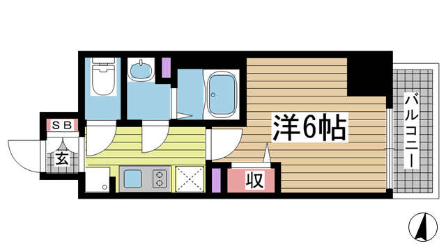 神戸市中央区琴ノ緒町(JR東海道本線(近畿)三ノ宮駅)のマンション賃貸物件 間取画像