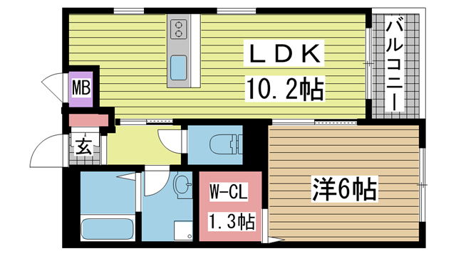 神戸市長田区日吉町(JR山陽本線鷹取駅)のマンション賃貸物件 間取画像