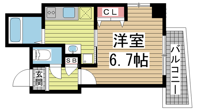 神戸市中央区旭通(JR東海道本線(近畿)三ノ宮駅)のマンション賃貸物件 間取画像