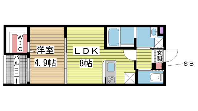 神戸市長田区御蔵通(JR山陽本線新長田駅)のアパート賃貸物件 間取画像