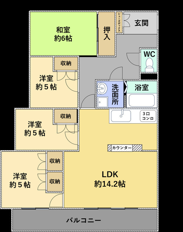 神戸市須磨区潮見台町(JR山陽本線須磨駅)のマンション賃貸物件 間取画像