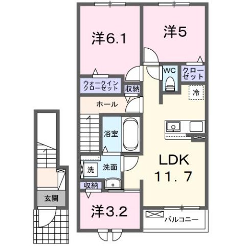 神戸市西区伊川谷町長坂(神戸市営地下鉄線伊川谷駅)のアパート賃貸物件 間取画像