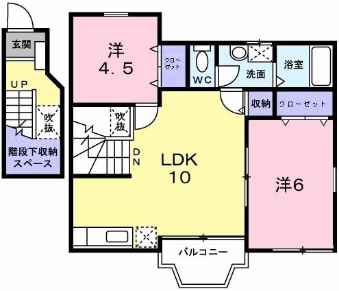 神戸市西区竜が岡(JR山陽本線大久保駅)のアパート賃貸物件 間取画像