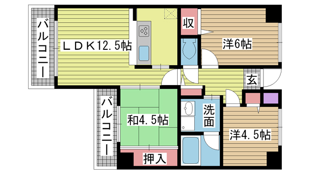 神戸市灘区畑原(阪急神戸線王子公園駅)のマンション賃貸物件 間取画像