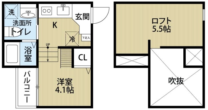 神戸市兵庫区西出町(JR東海道本線(近畿)神戸駅)のアパート賃貸物件 間取画像