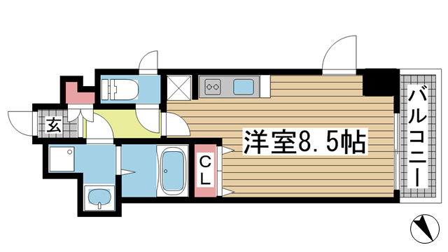 神戸市中央区生田町(神戸市営地下鉄線新神戸駅)のマンション賃貸物件 間取画像
