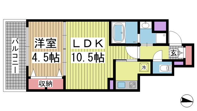 神戸市中央区吾妻通(JR東海道本線(近畿)三ノ宮駅)のマンション賃貸物件 間取画像