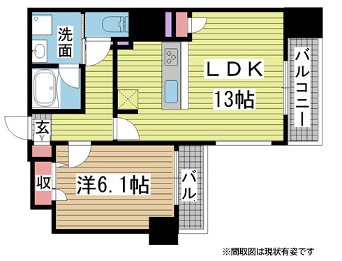 神戸市兵庫区新開地(JR東海道本線(近畿)神戸駅)のマンション賃貸物件 間取画像