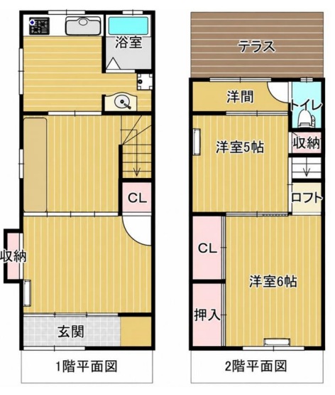神戸市長田区菅原通(神戸高速線高速長田駅)のテラスハウス賃貸物件 間取画像