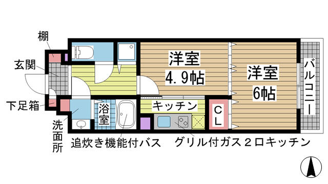 神戸市兵庫区中道通(JR東海道本線(近畿)神戸駅)のマンション賃貸物件 間取画像