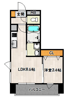 神戸市兵庫区永沢町(神戸高速線新開地駅)のマンション賃貸物件 間取画像