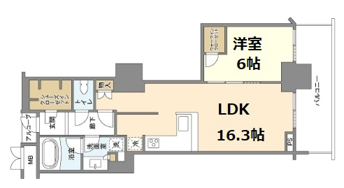 神戸市中央区加納町(JR東海道本線(近畿)三ノ宮駅)のマンション賃貸物件 間取画像