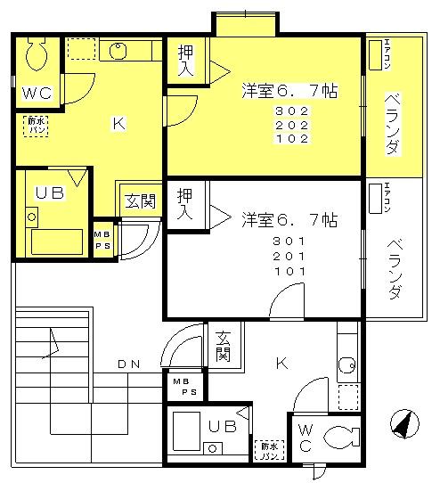 神戸市灘区灘北通(阪神本線大石駅)のマンション賃貸物件 間取画像