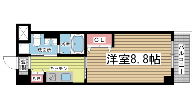 神戸市中央区加納町(JR東海道本線(近畿)三ノ宮駅)のマンション賃貸物件 間取画像