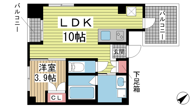 神戸市中央区北長狭通(JR東海道本線(近畿)神戸駅)のマンション賃貸物件 間取画像