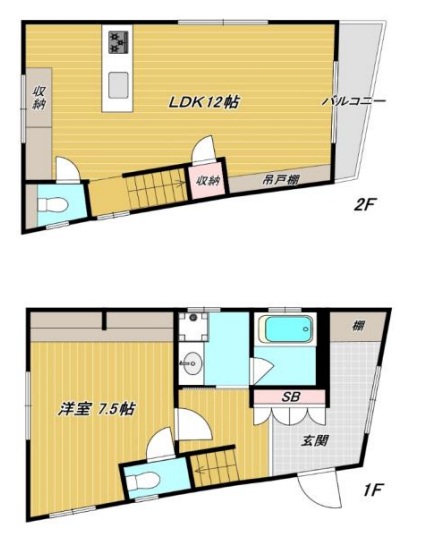 神戸市兵庫区石井町(神戸市営地下鉄線湊川公園駅)の貸家賃貸物件 間取画像