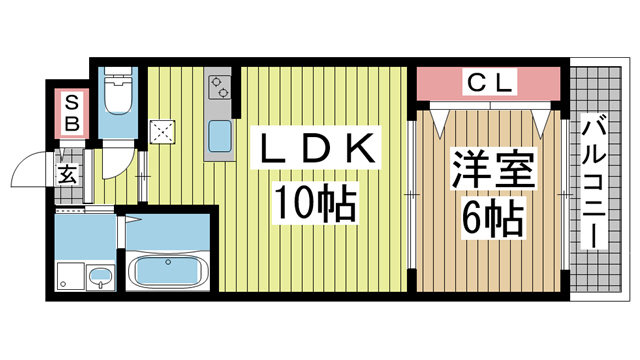神戸市中央区北野町(JR東海道本線(近畿)三ノ宮駅)のアパート賃貸物件 間取画像