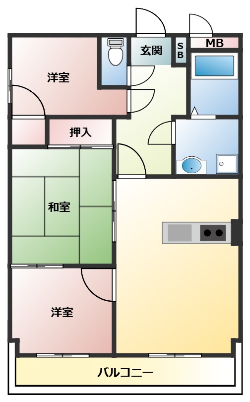 神戸市兵庫区下沢通(神戸市営地下鉄線上沢駅)のマンション賃貸物件 間取画像