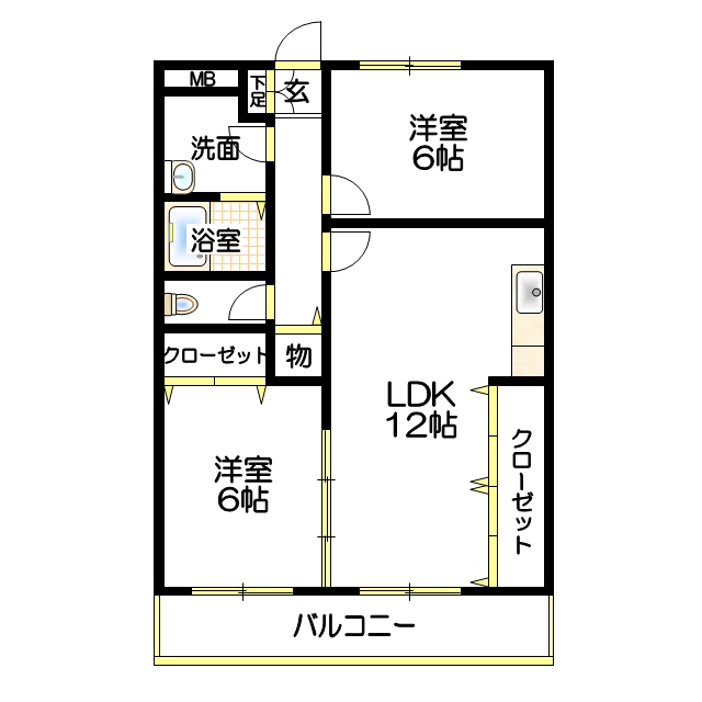 神戸市西区王塚台(JR山陽本線明石駅)のマンション賃貸物件 間取画像