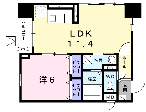 神戸市長田区西尻池町(JR山陽本線新長田駅)のマンション賃貸物件 間取画像