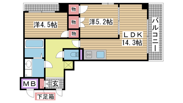 神戸市垂水区海岸通(JR山陽本線垂水駅)のマンション賃貸物件 間取画像