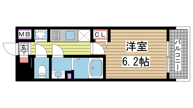 神戸市中央区橘通(JR東海道本線(近畿)神戸駅)のマンション賃貸物件 間取画像