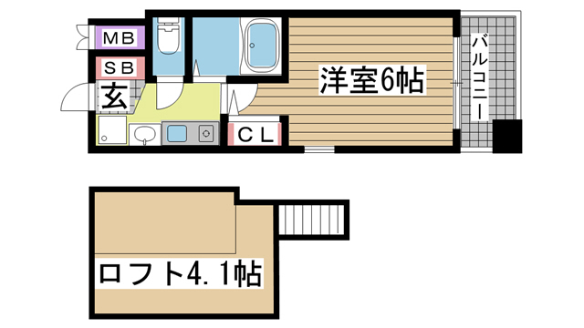 神戸市中央区琴ノ緒町(JR東海道本線(近畿)三ノ宮駅)のマンション賃貸物件 間取画像