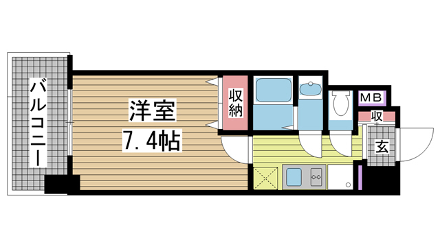 神戸市中央区御幸通(JR東海道本線(近畿)三ノ宮駅)のマンション賃貸物件 間取画像