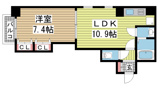 神戸市中央区浜辺通(JR東海道本線(近畿)三ノ宮駅)のマンション賃貸物件 間取画像