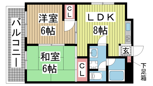 神戸市兵庫区駅南通(JR山陽本線兵庫駅)のマンション賃貸物件 間取画像