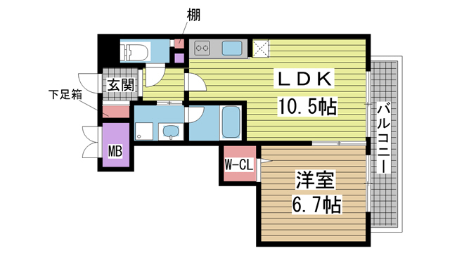 神戸市中央区元町通(JR東海道本線(近畿)元町駅)のマンション賃貸物件 間取画像