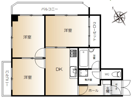 神戸市兵庫区新開地(神戸電鉄有馬線湊川駅)のマンション賃貸物件 間取画像