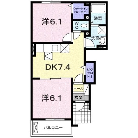 神戸市北区藤原台南町(神戸電鉄三田線岡場駅)のアパート賃貸物件 間取画像