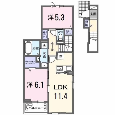 神戸市西区北別府(JR山陽本線明石駅)のアパート賃貸物件 間取画像