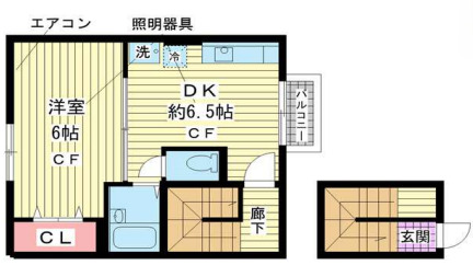 神戸市中央区東川崎町(JR東海道本線(近畿)神戸駅)のアパート賃貸物件 間取画像