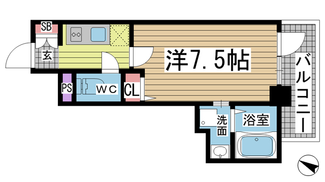 神戸市中央区花隈町(JR東海道本線(近畿)元町駅)のマンション賃貸物件 間取画像