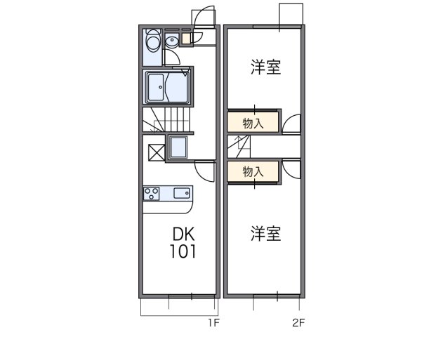 神戸市西区水谷(JR山陽本線明石駅)のアパート賃貸物件 間取画像