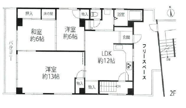 神戸市灘区水道筋(阪急神戸線王子公園駅)のマンション賃貸物件 間取画像