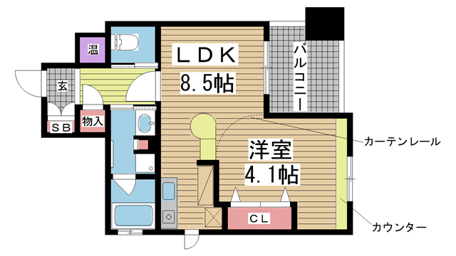 神戸市中央区磯辺通(JR東海道本線(近畿)三ノ宮駅)のマンション賃貸物件 間取画像