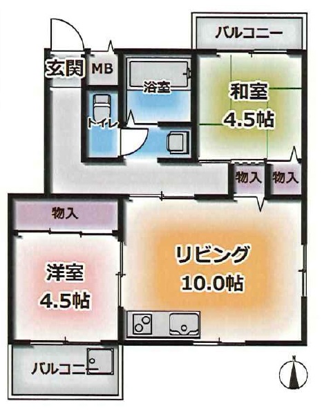 神戸市兵庫区塚本通(神戸高速線新開地駅)のマンション賃貸物件 間取画像