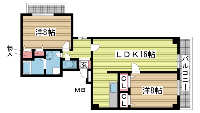 神戸市中央区花隈町(神戸高速線花隈駅)のアパート賃貸物件 間取画像