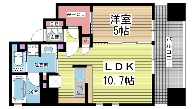 神戸市兵庫区水木通(JR山陽本線兵庫駅)のマンション賃貸物件 間取画像